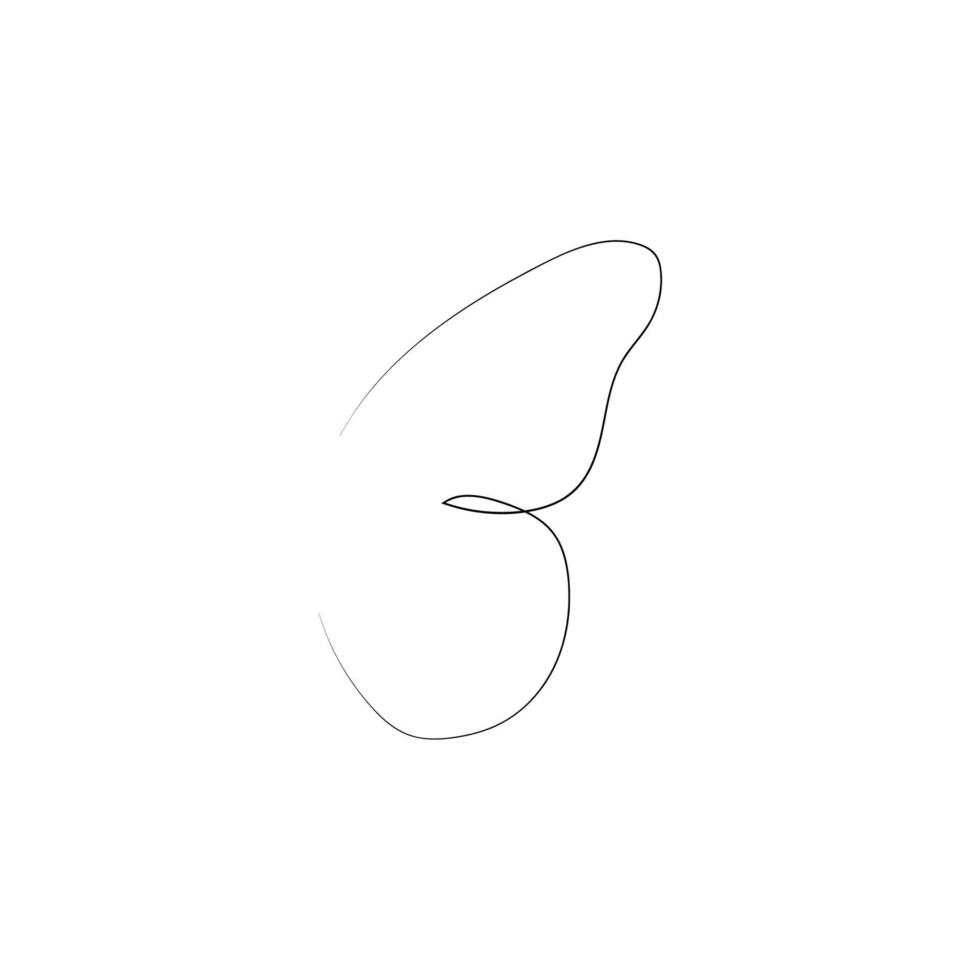 Flying bird continuous line drawing element isolated on white background for logo or decorative element. vector