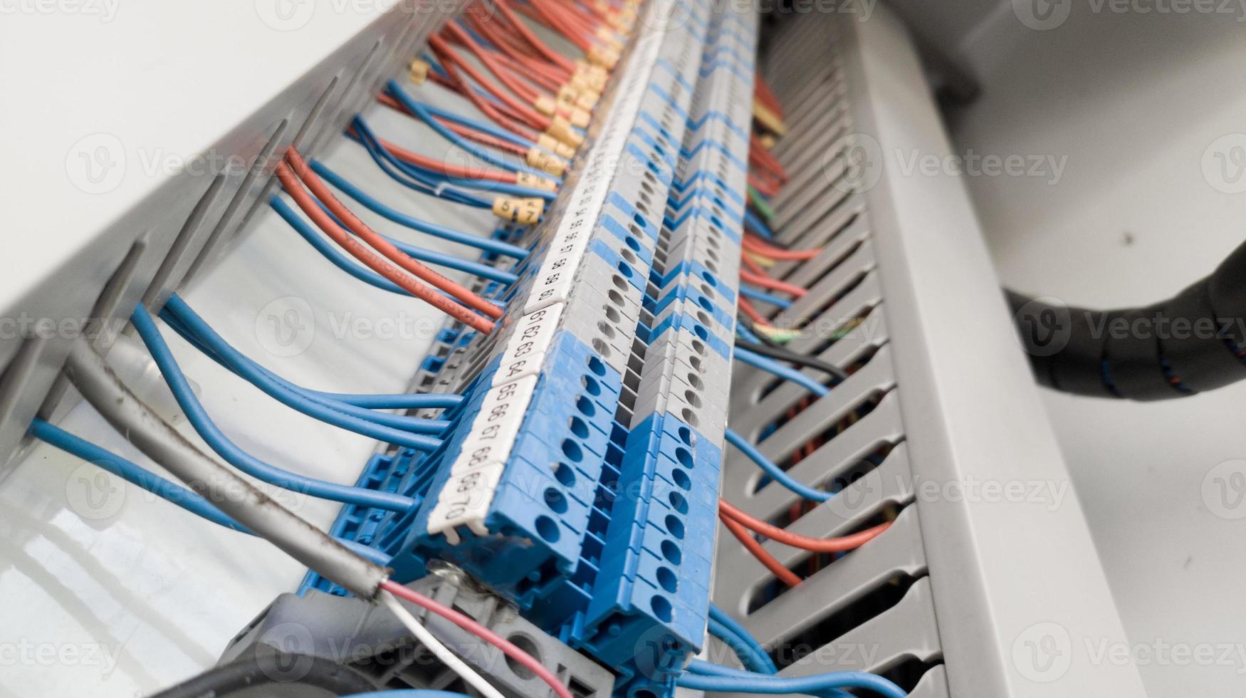 Terminal of control. Control panel assembly with wire and terminal box, ground terminal, personal earth terminal photo