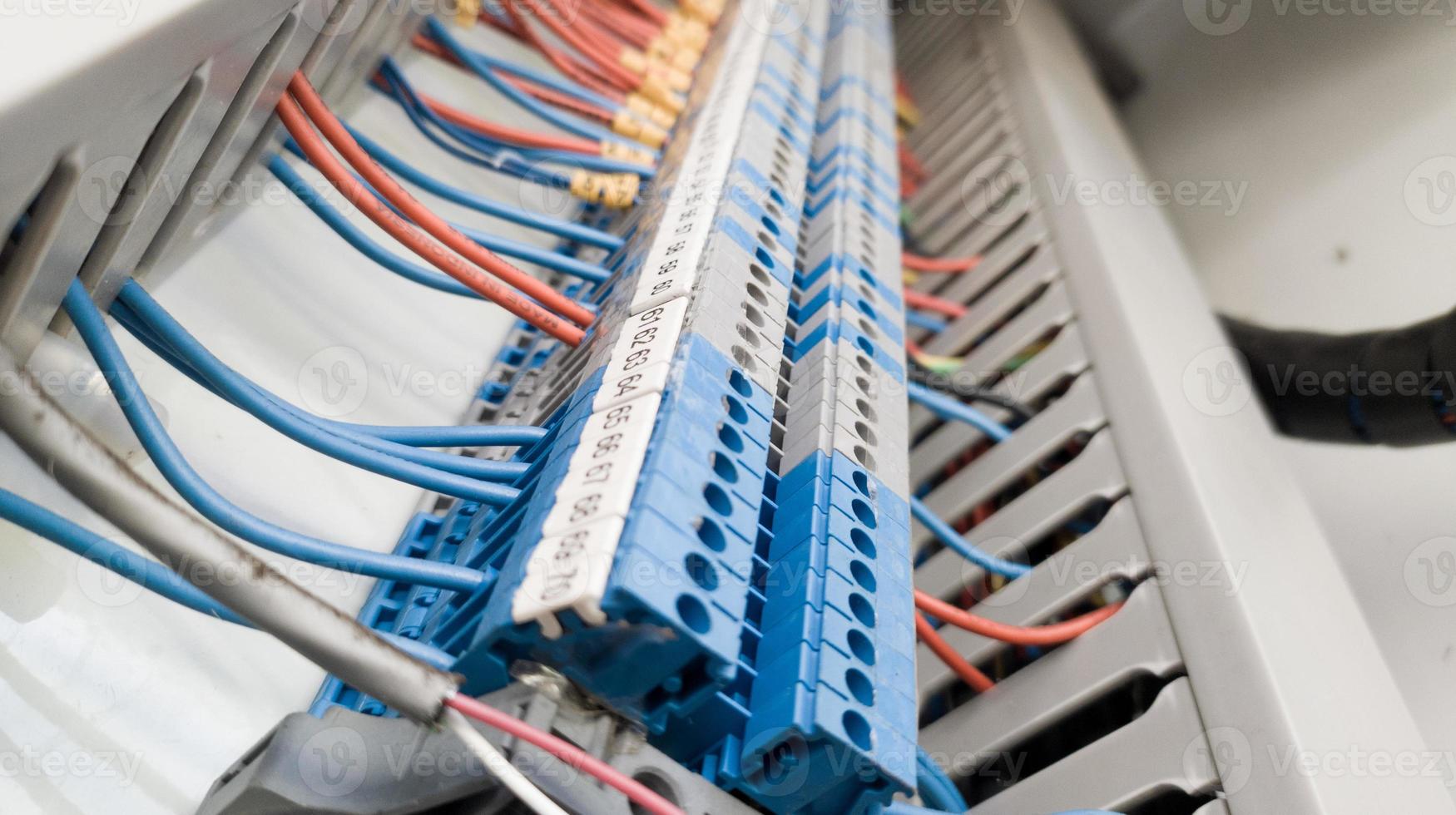 Terminal of control. Control panel assembly with wire and terminal box, ground terminal, personal earth terminal photo