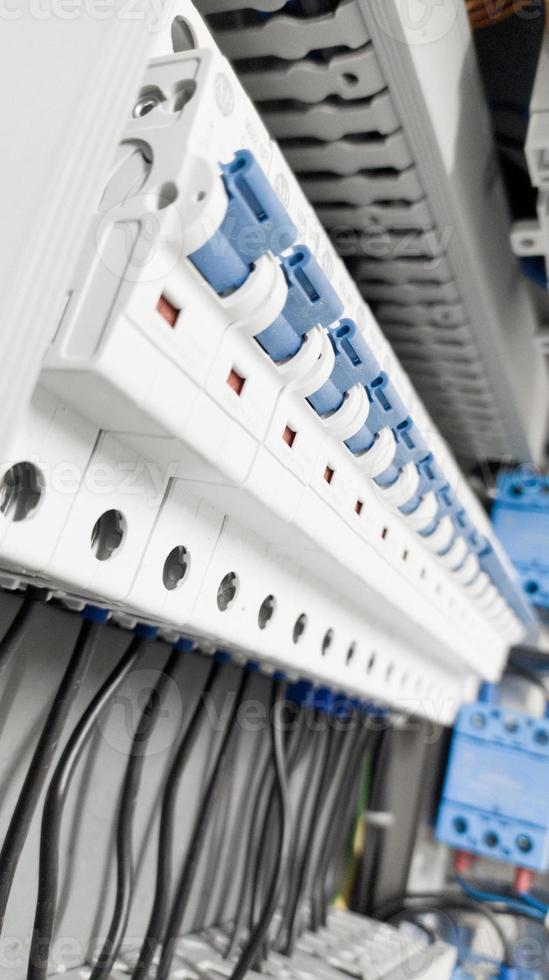 Control circuit breaker and wiring instalation on the panel control. photo