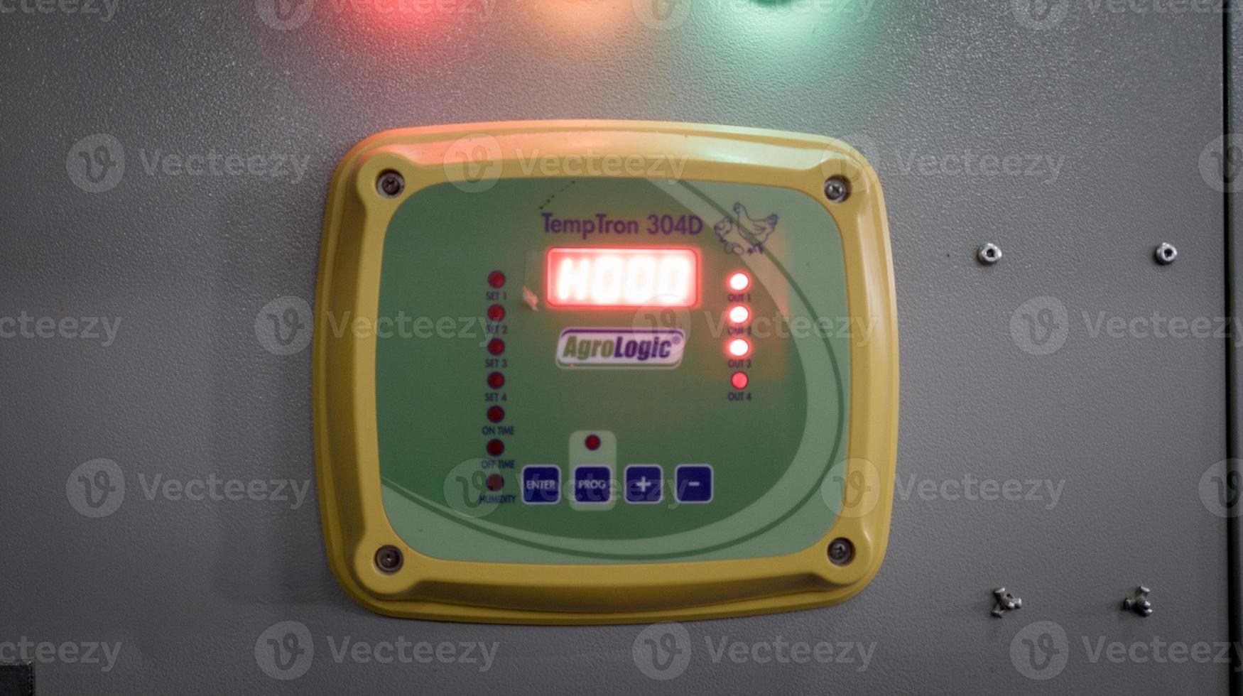 TempTron panel for controling ventilation in industry farm technology. photo