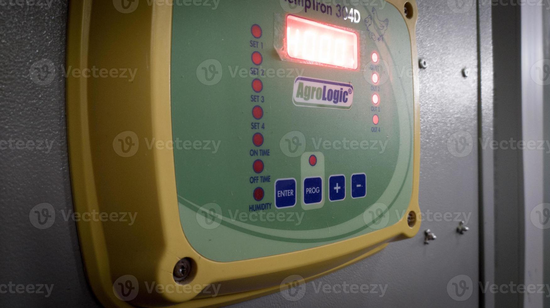 TempTron panel for controling ventilation in industry farm technology. photo