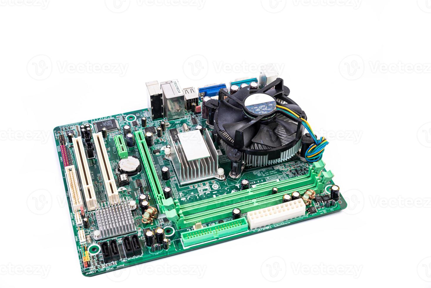 Installing a new RAM DDR memory for a personal computer processor socket in a service. Upgrade repair. PC upgrade or repair concept. photo