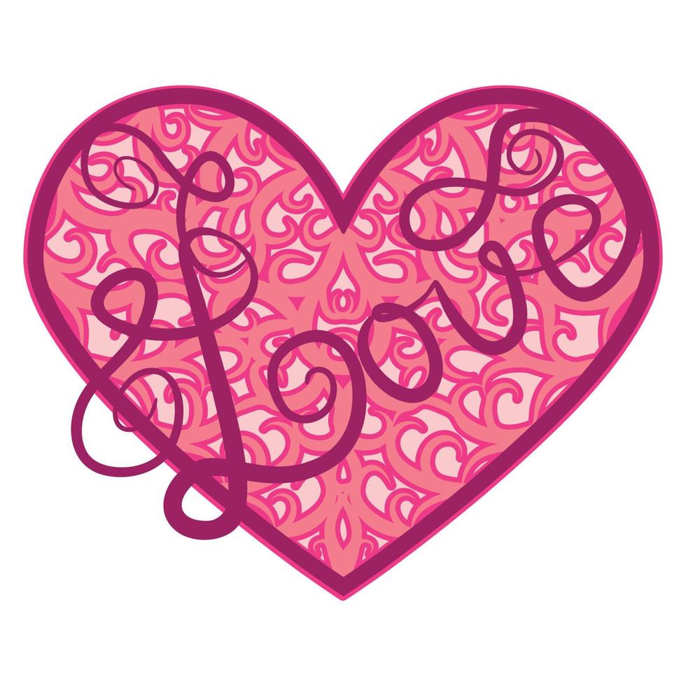 Abstract ornamental heart shaped 3d. Cutout lacy ornate heart. Valentine's day greeting card. Laser cutting design vector