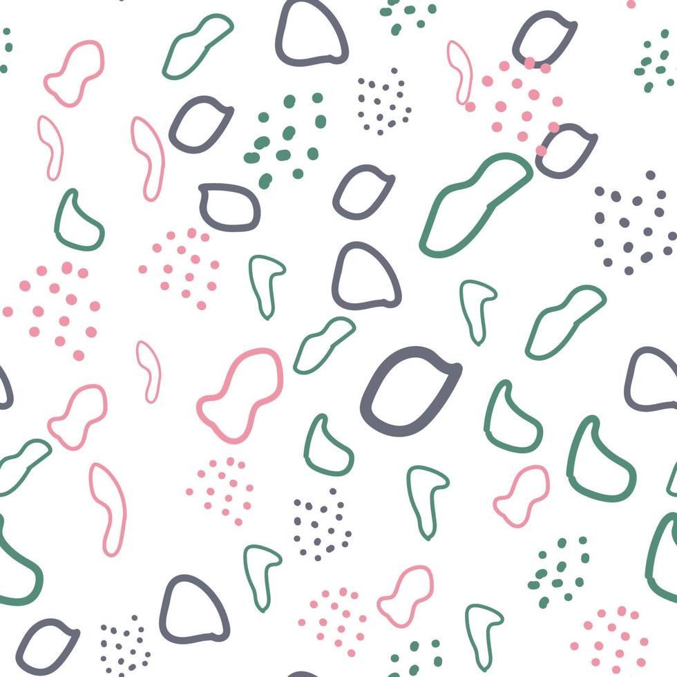 Hand drawn various round and elipse shapes and dots. Doodle objects. Abstract contemporary modern trendy seamless patterns. Pastel colors. Perfect for textile prints vector