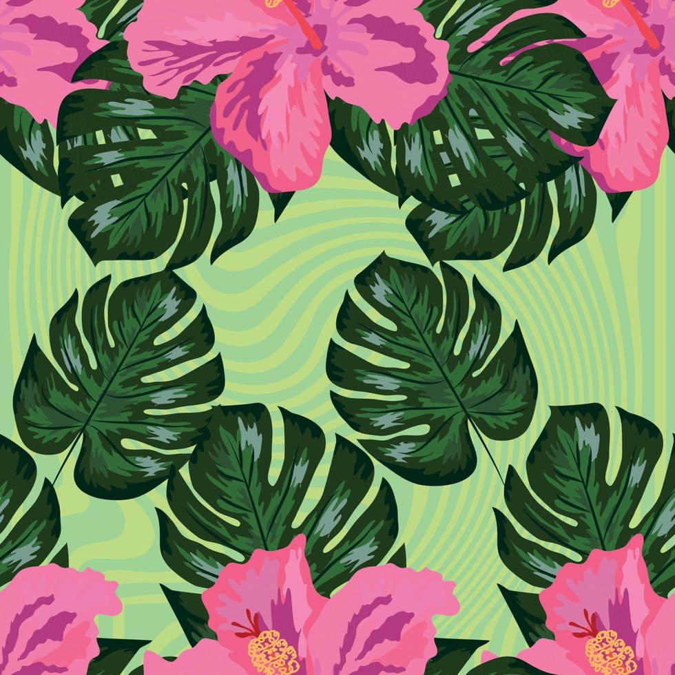 Fondo de pantalla hawaiano tropical tropical exótico floral de patrones sin fisuras. impresión botánica. fondo floral moderno vector