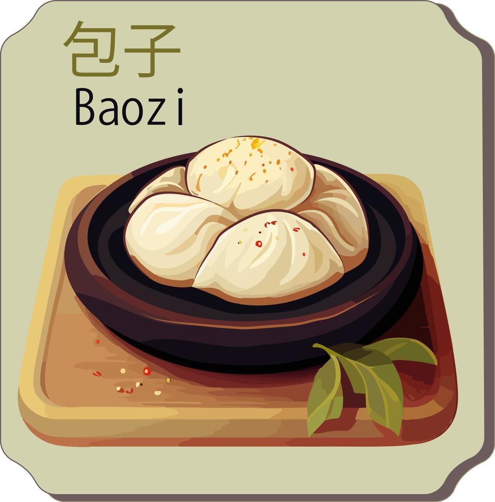 Fresh baozi cartoon vector. Asian food. vector