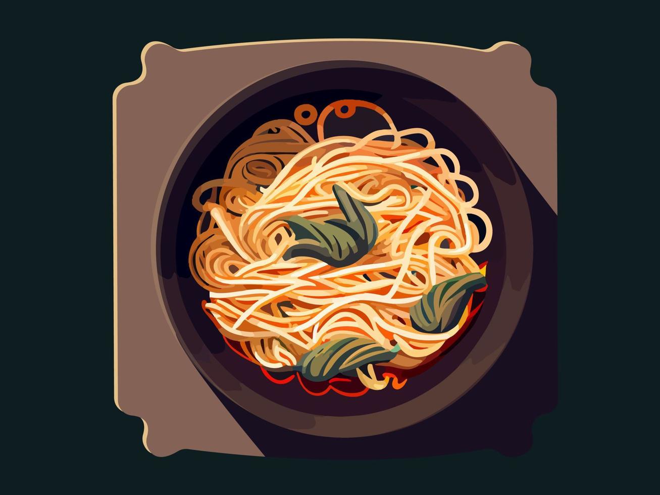 Asian food. Wok pan. Chinese noodles. vector illustration