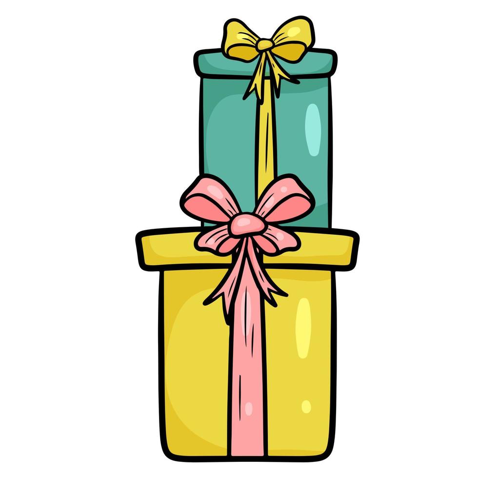 dos cajas de regalo con lazos vector