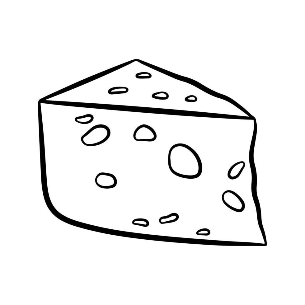 Cheese with holes contour vector illustration