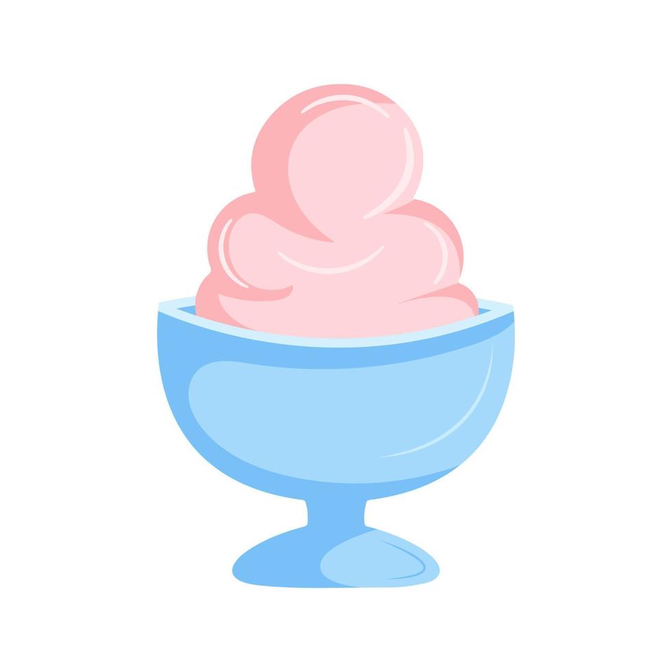 Pink ice cream balls in plate vector