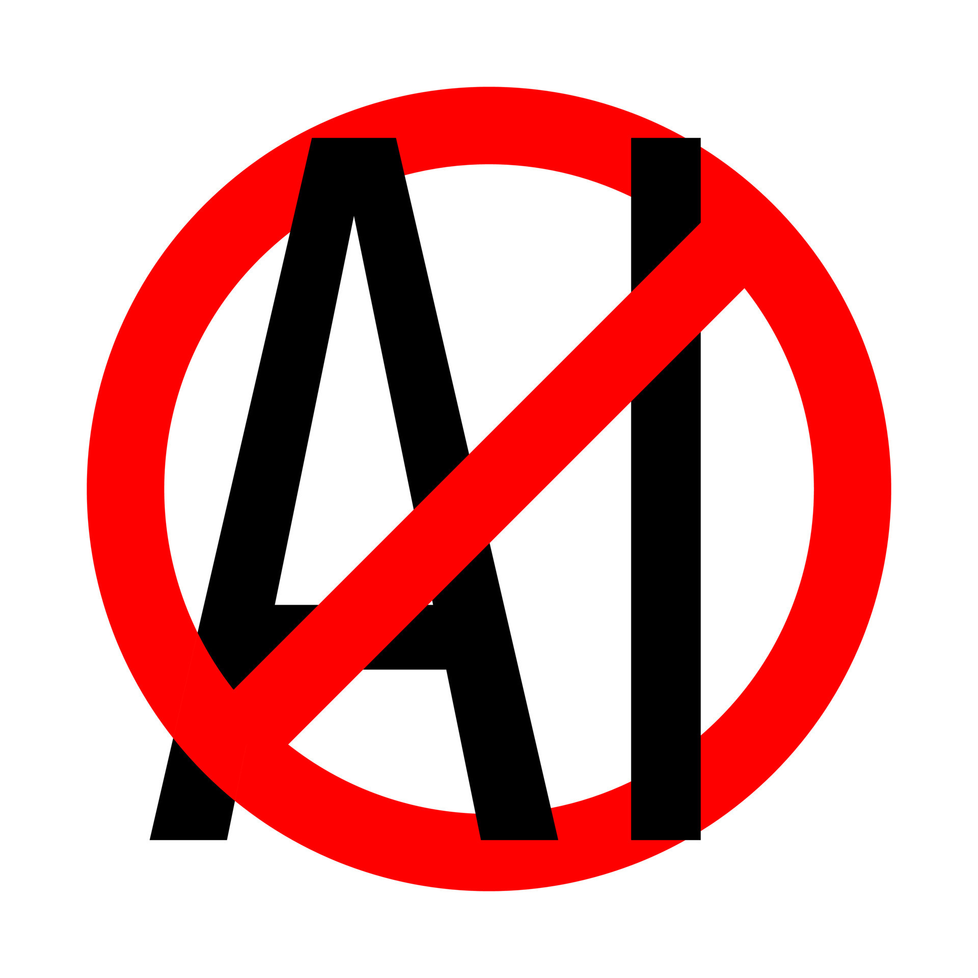 Sign Against Artificial Intelligence. Icon banning artificial