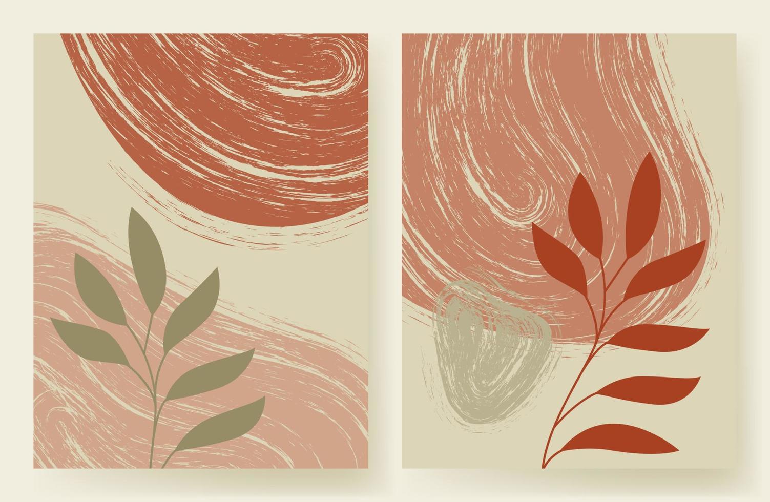 conjunto de carteles verticales de estilo boho abstracto con ramas de plantas. vector