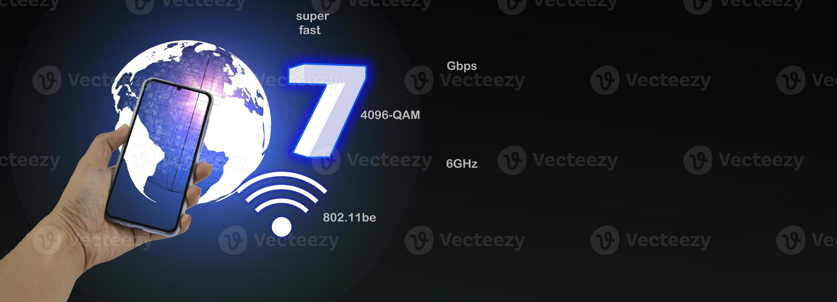 concept man using wifi technology 7 connected to the internet world with new technology photo