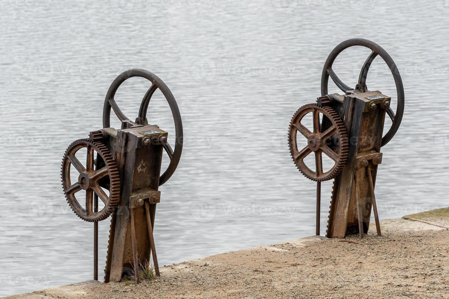 Floodgate on the pond, Trebon, Czech Republic. Floodgate valve. photo