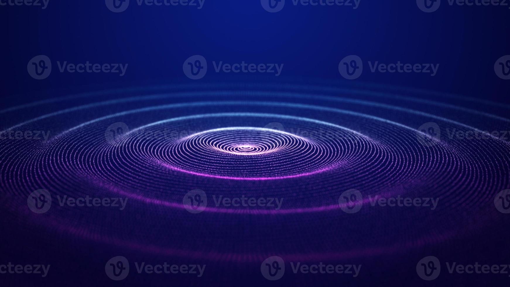 Futuristic dark background. The ripple effect of a web of blue and pink dots. Big data. Illustration of technologies and artificial intelligence. The effect of particle oscillation. 3D rendering. photo