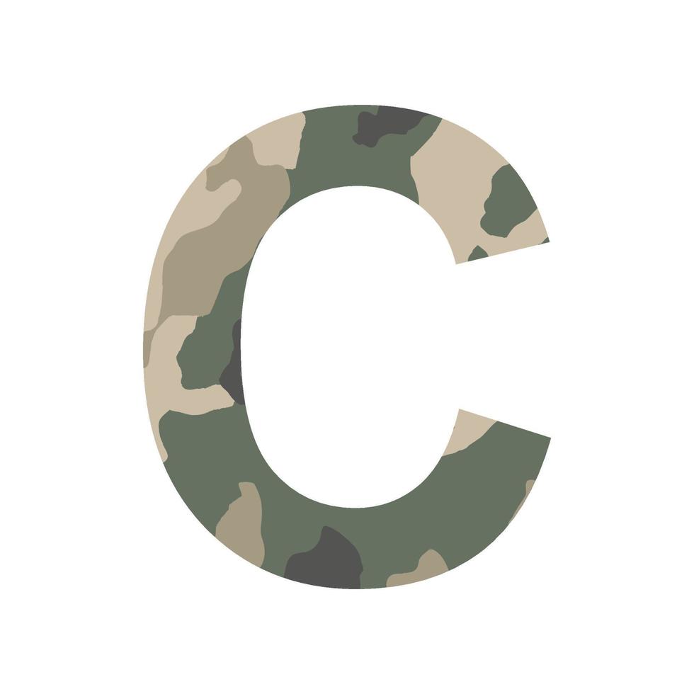 English alphabet letter C, khaki style isolated on white background - Vector