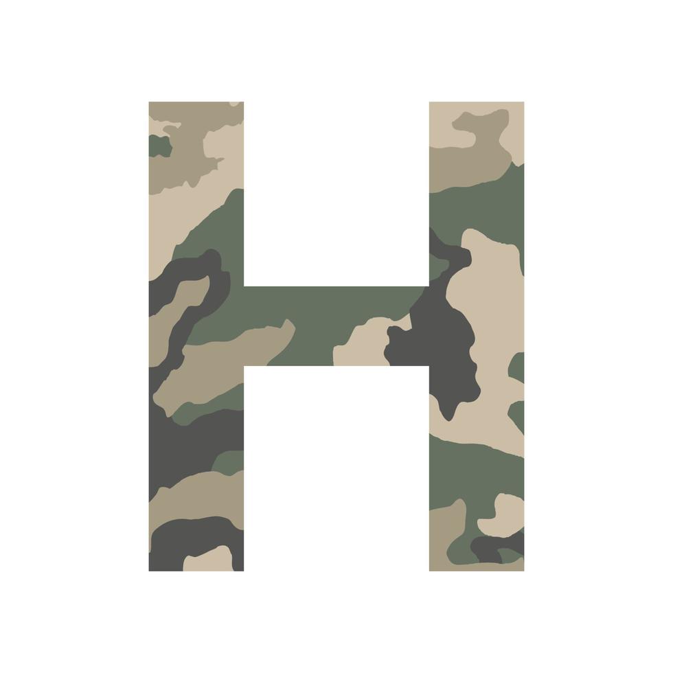 English alphabet letter H, khaki style isolated on white background - Vector