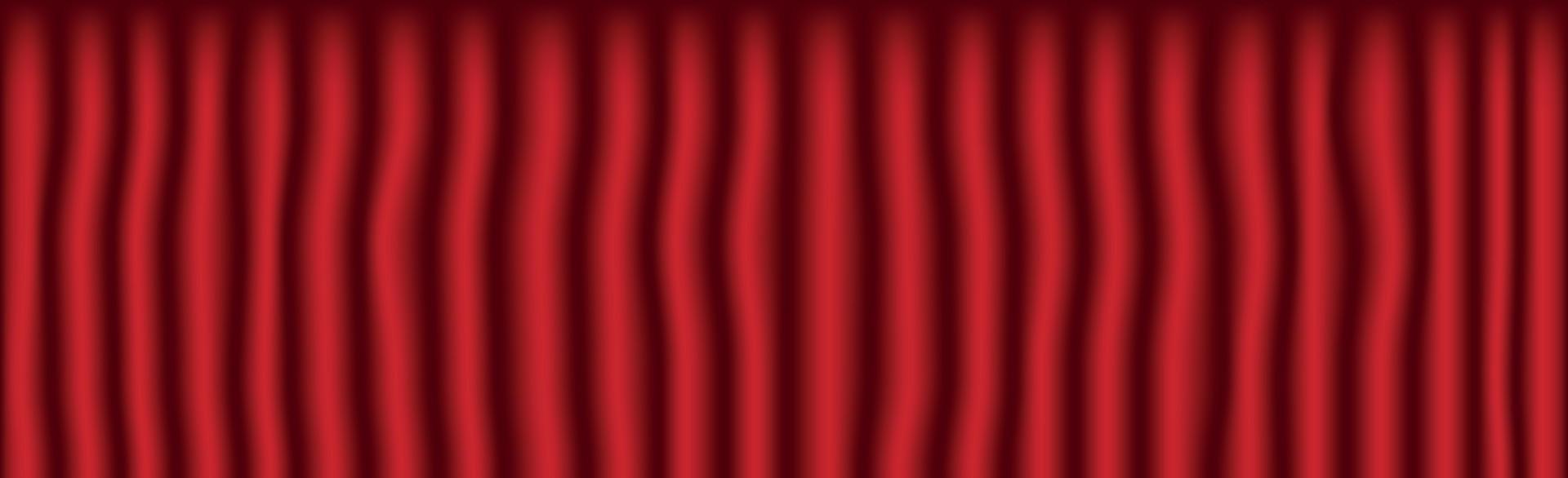 Red theater curtain, panoramic background template - Vector