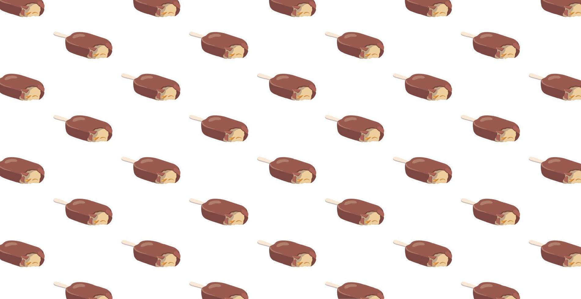 Panoramic pattern of ice cream on a stick on a white background - Vector