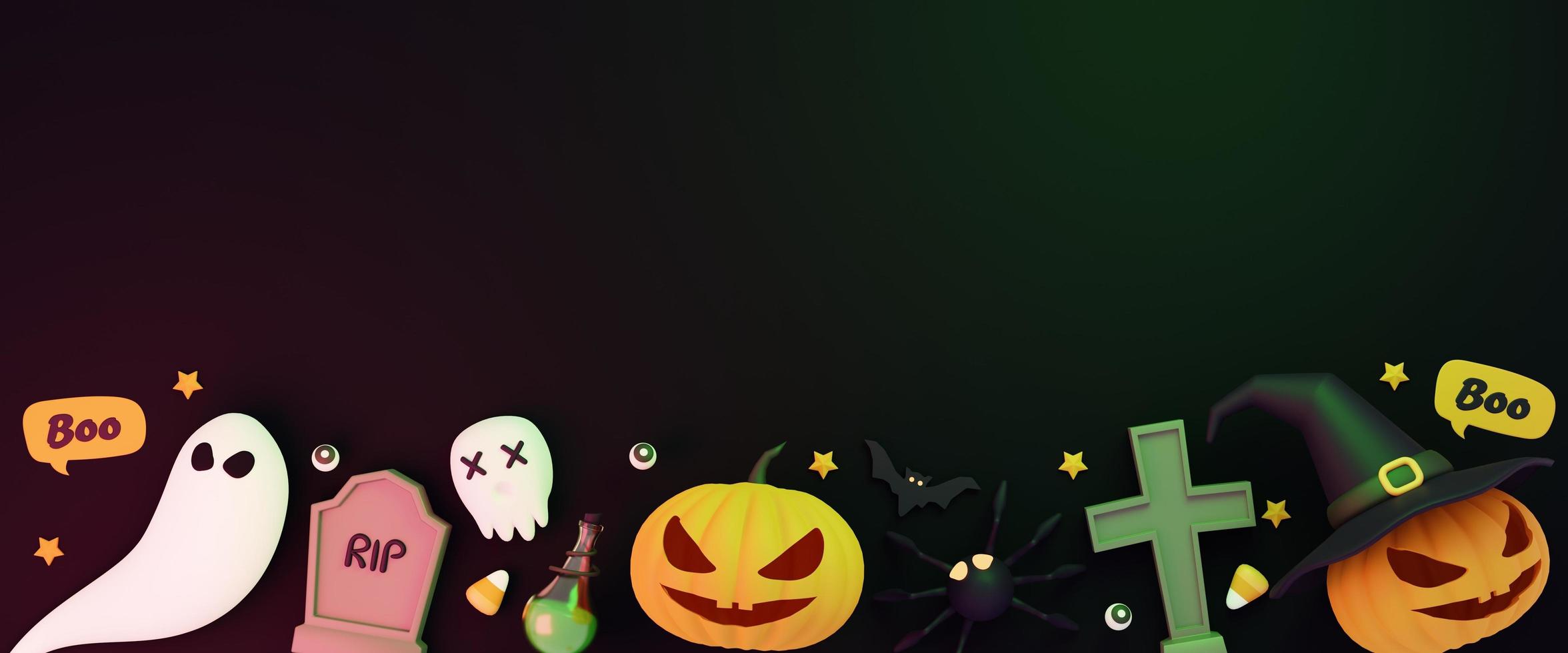 halloween with pumpkin and empty minimal podium pedestal product display background 3d illustration photo