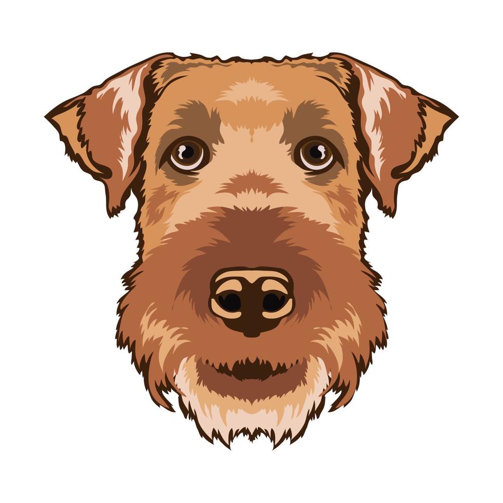 Cute Airedaile Terrier dog face vector illustration in cute cartoon style, perfect for kids t shirt design and mascot logo
