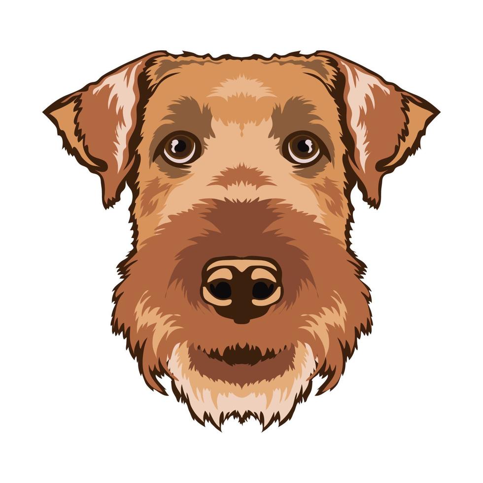 Cute Airedaile Terrier dog face vector illustration in cute cartoon style, perfect for kids t shirt design and mascot logo