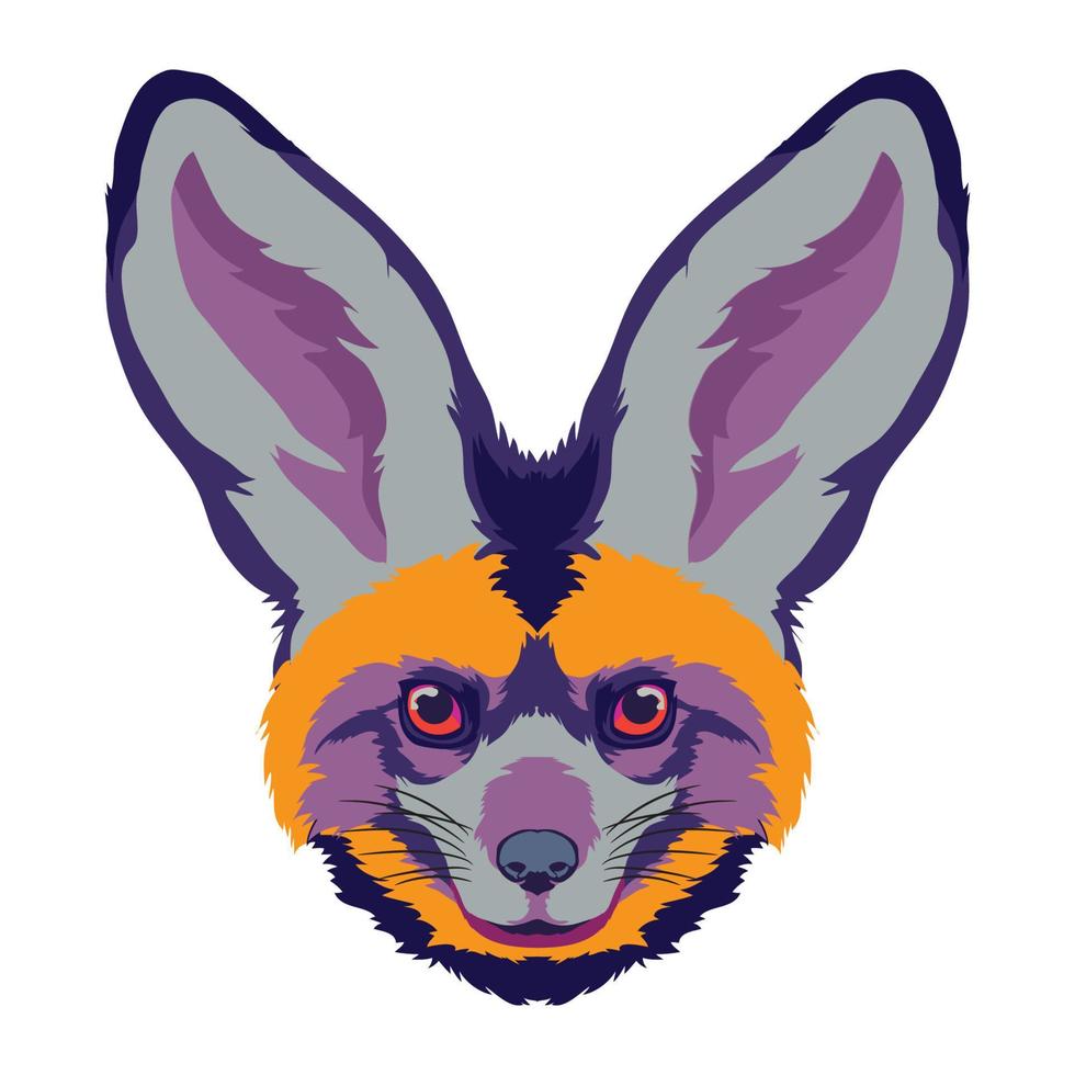 Cute bat-eared fox face vector illustration in decorative style, perfect for kids t shirt design and mascot logo also all type merchandise