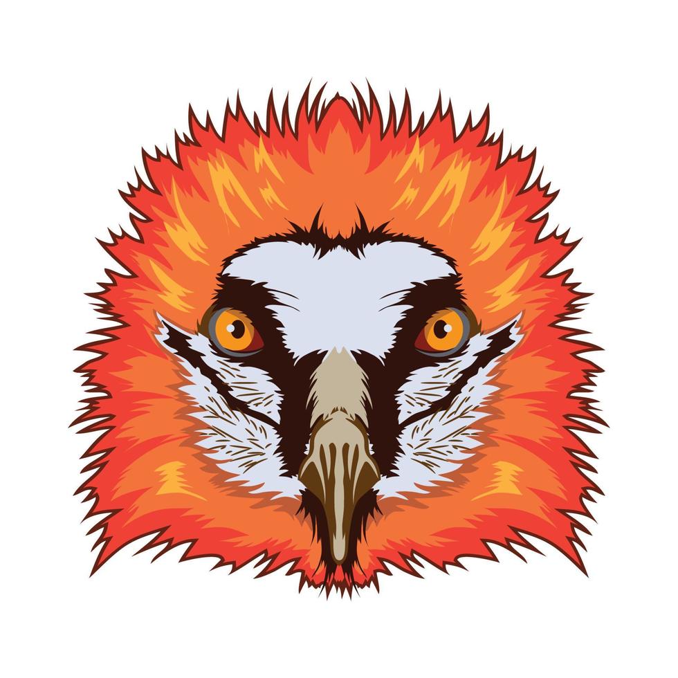 Bearded Vulture bird face vector illustration in decoratice style, perfect for t shirt design and mascot logo