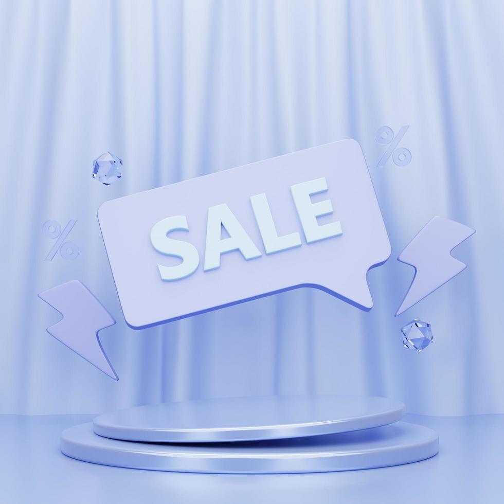 flash sale banner with podium template design and lightning icons photo