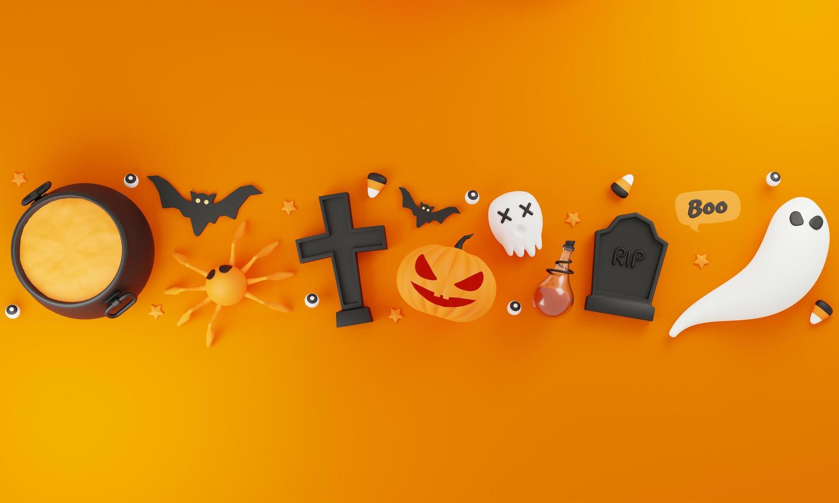 halloween with pumpkin and empty minimal podium pedestal product display background 3d illustration photo