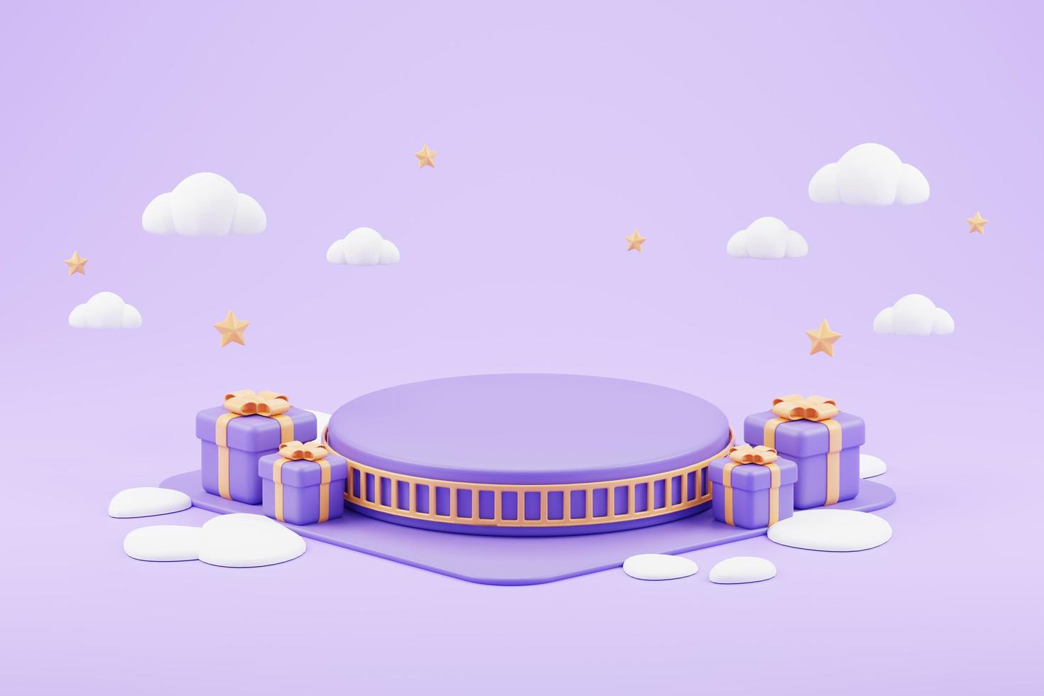 islamic ramadan greeting background with cute 3d mosque and islamic crescent photo