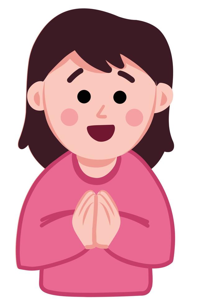 Sticker of a young girl saying thank you vector