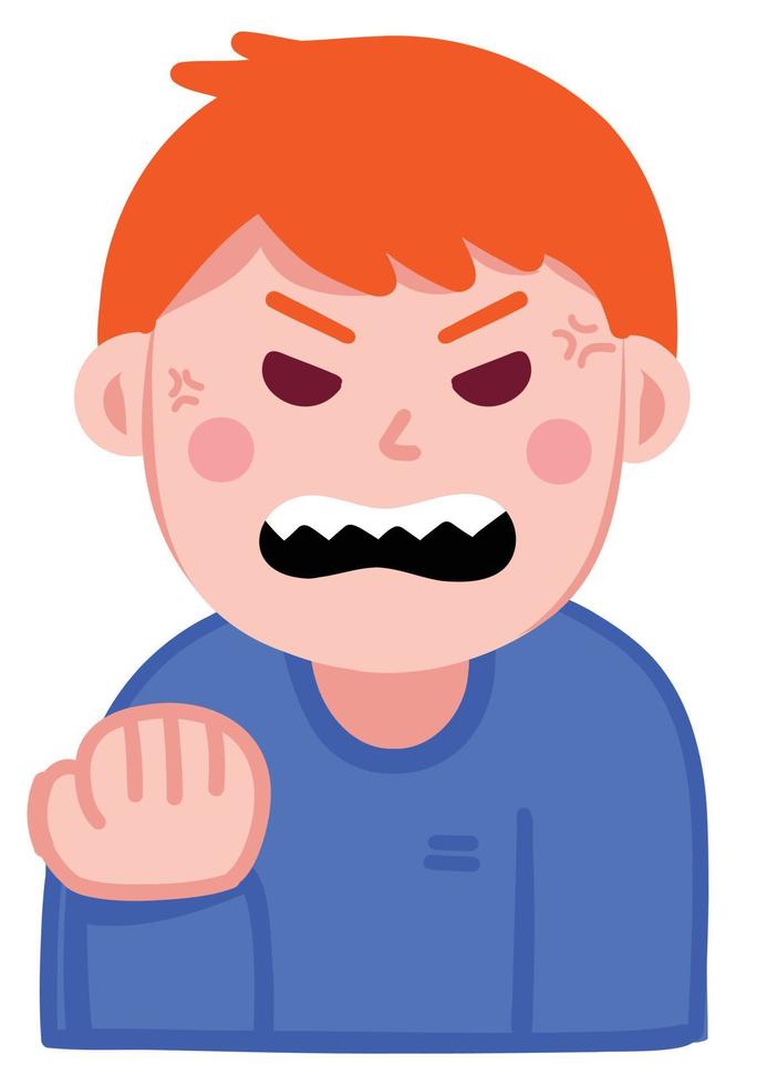 Sticker of an angry boy vector