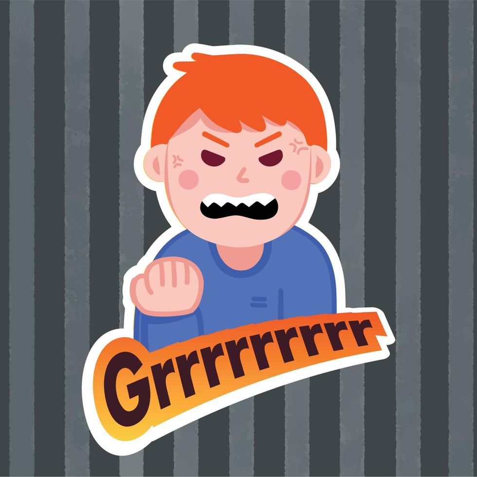 Sticker of an angry boy vector