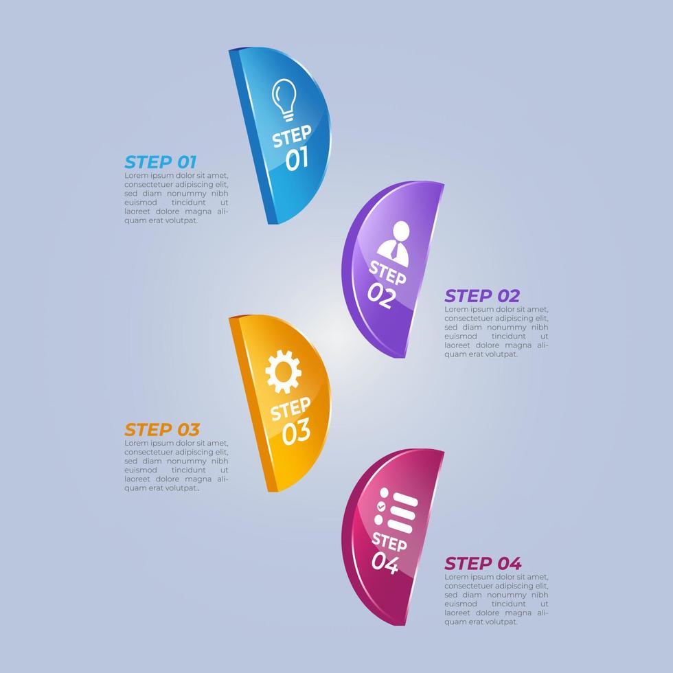 3d Infographic presentation banner, isometric abstract business info flowchart steps design vector