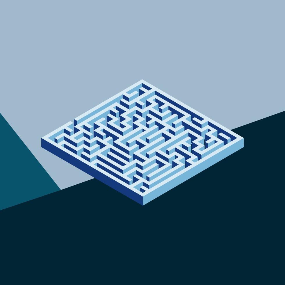 3d blue maze labyrinth vector illustration