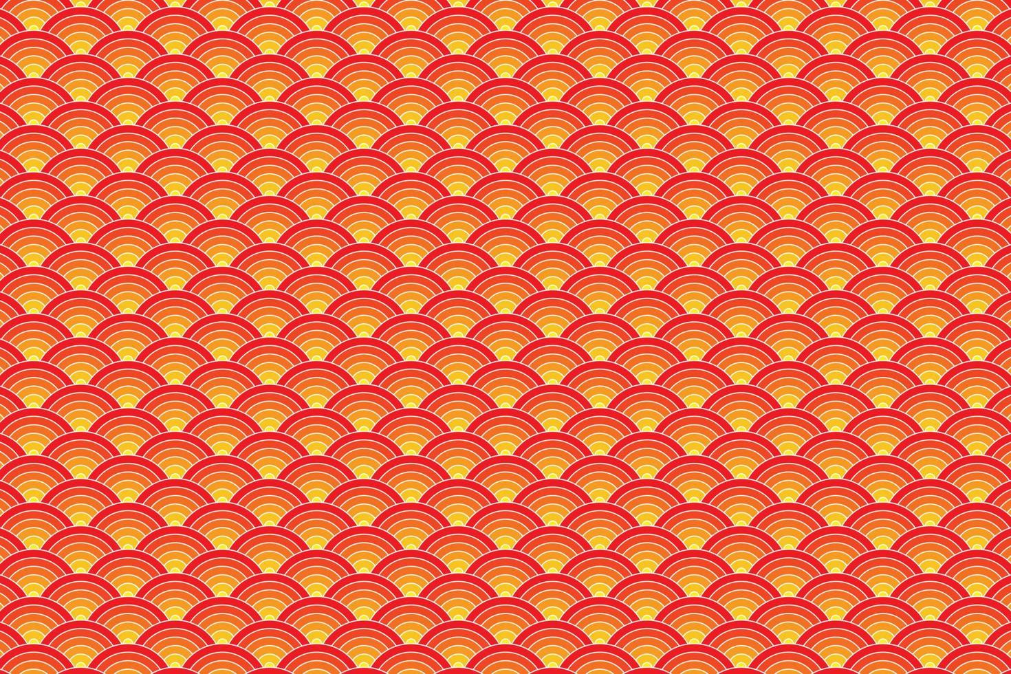 Yellow and red japanese wave pattern vector background