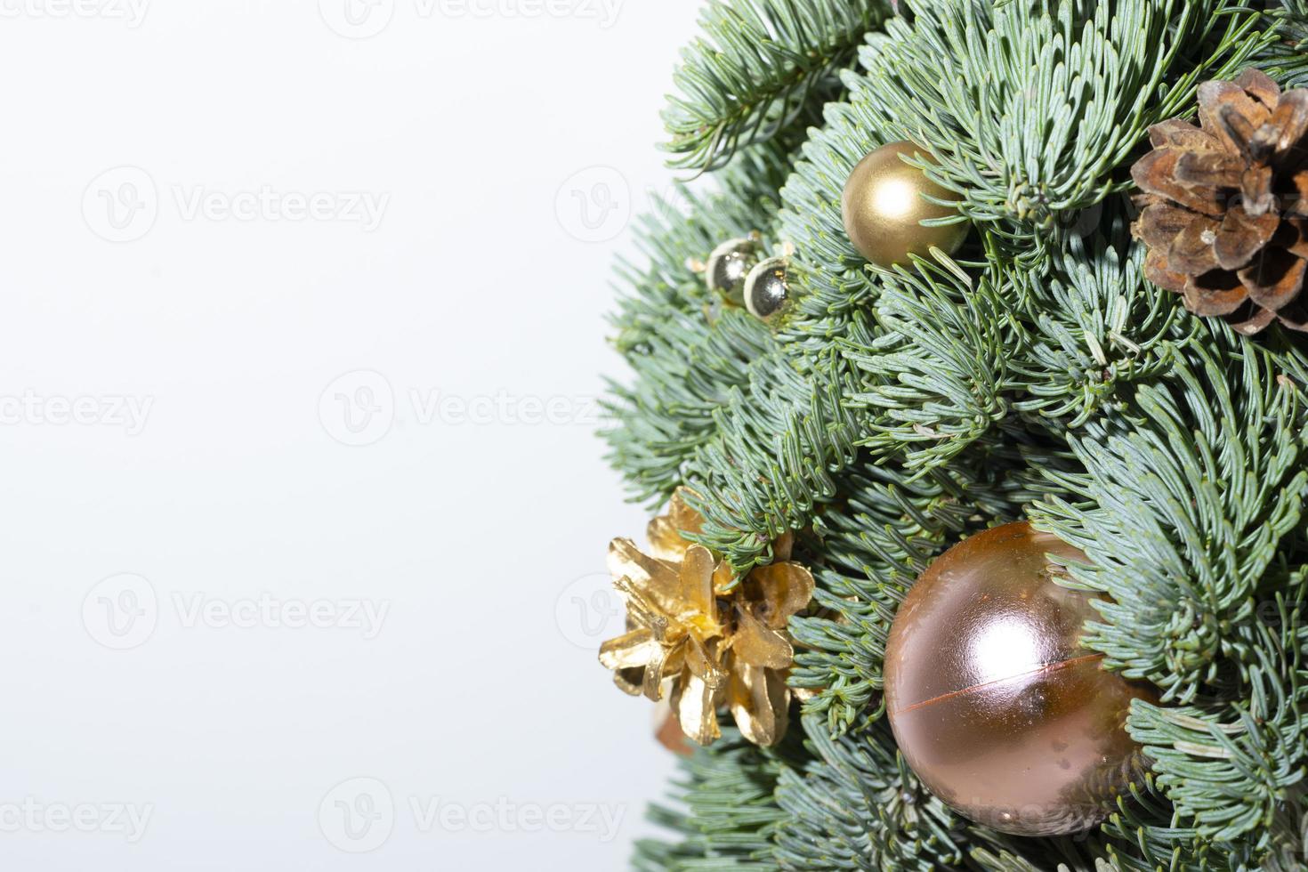 Christmas background with Christmas tree and decor. photo