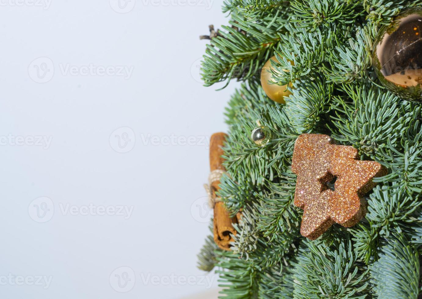 Christmas background with Christmas tree and decor. photo