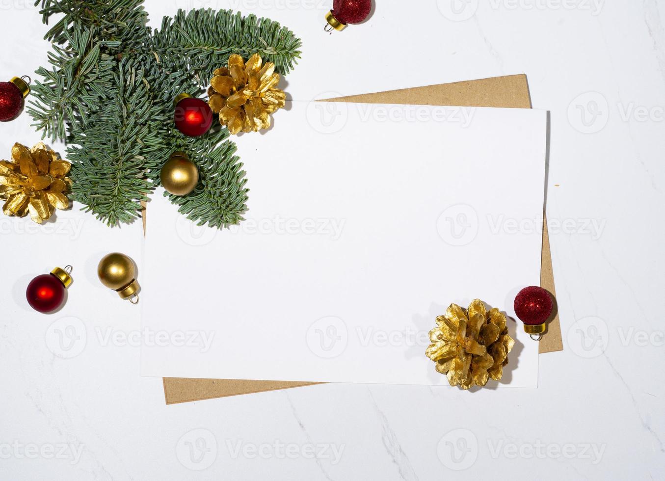 Christmas tree with gifts on the table photo