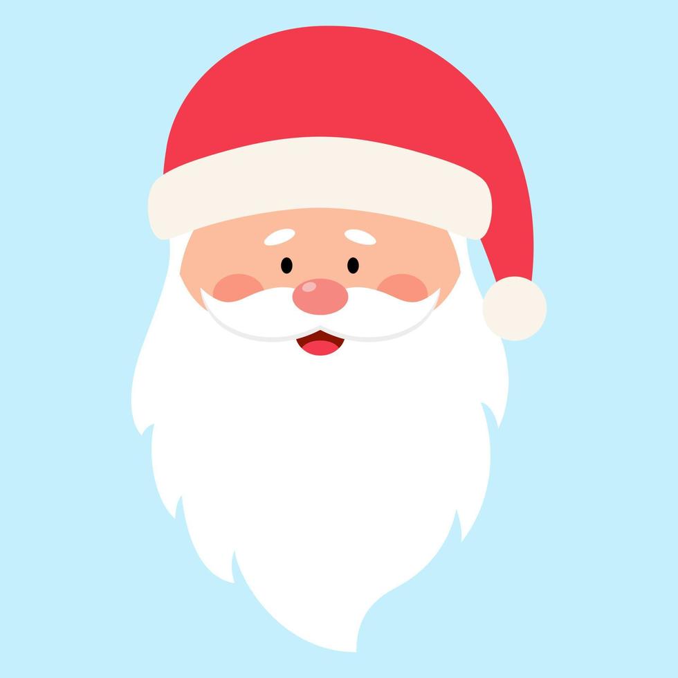 Funny Santa Claus face on blue background. Christmas element. vector