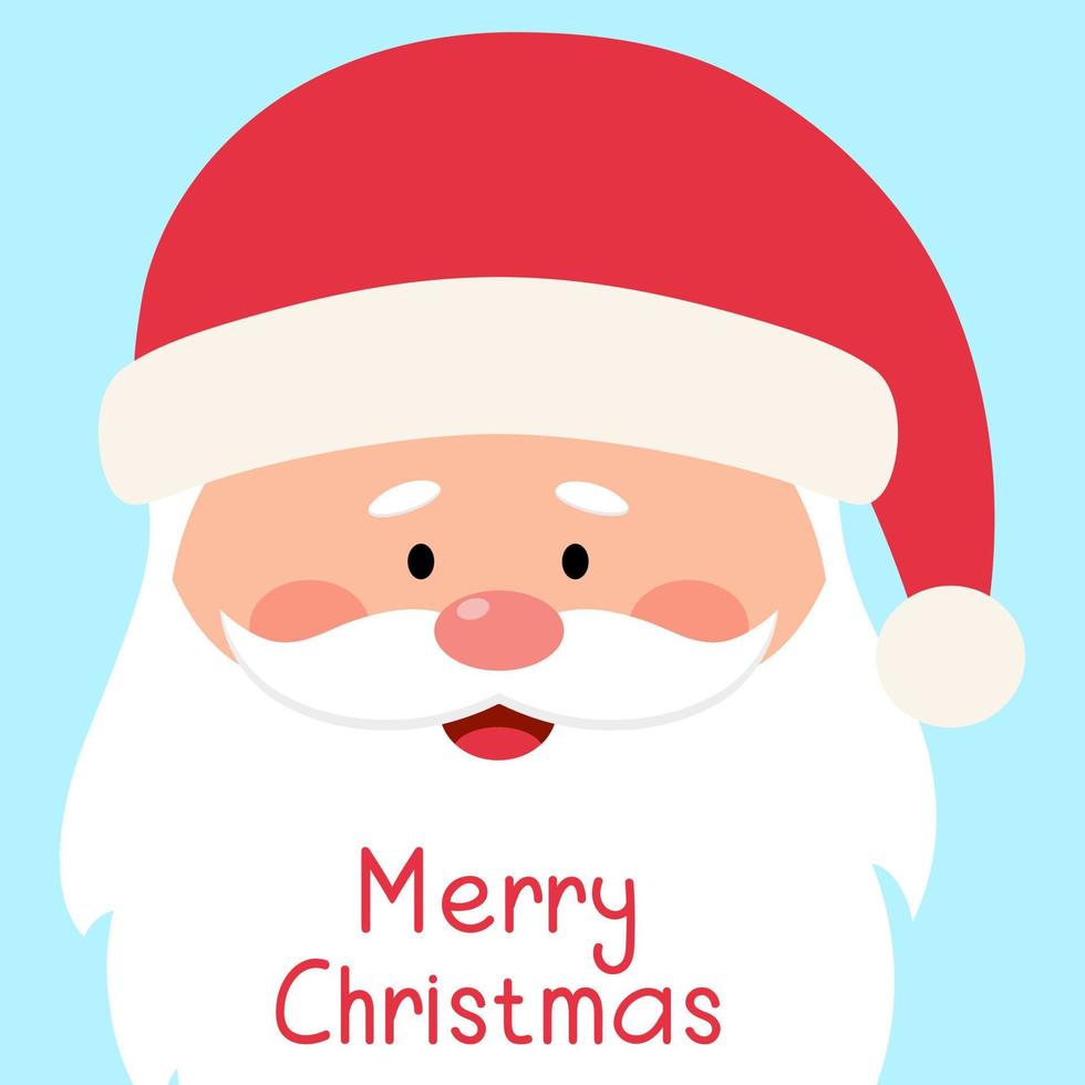 Santa Claus head. Merry Christmas card. Greeting card with Santa Claus big head face. Merry Christmas background. vector