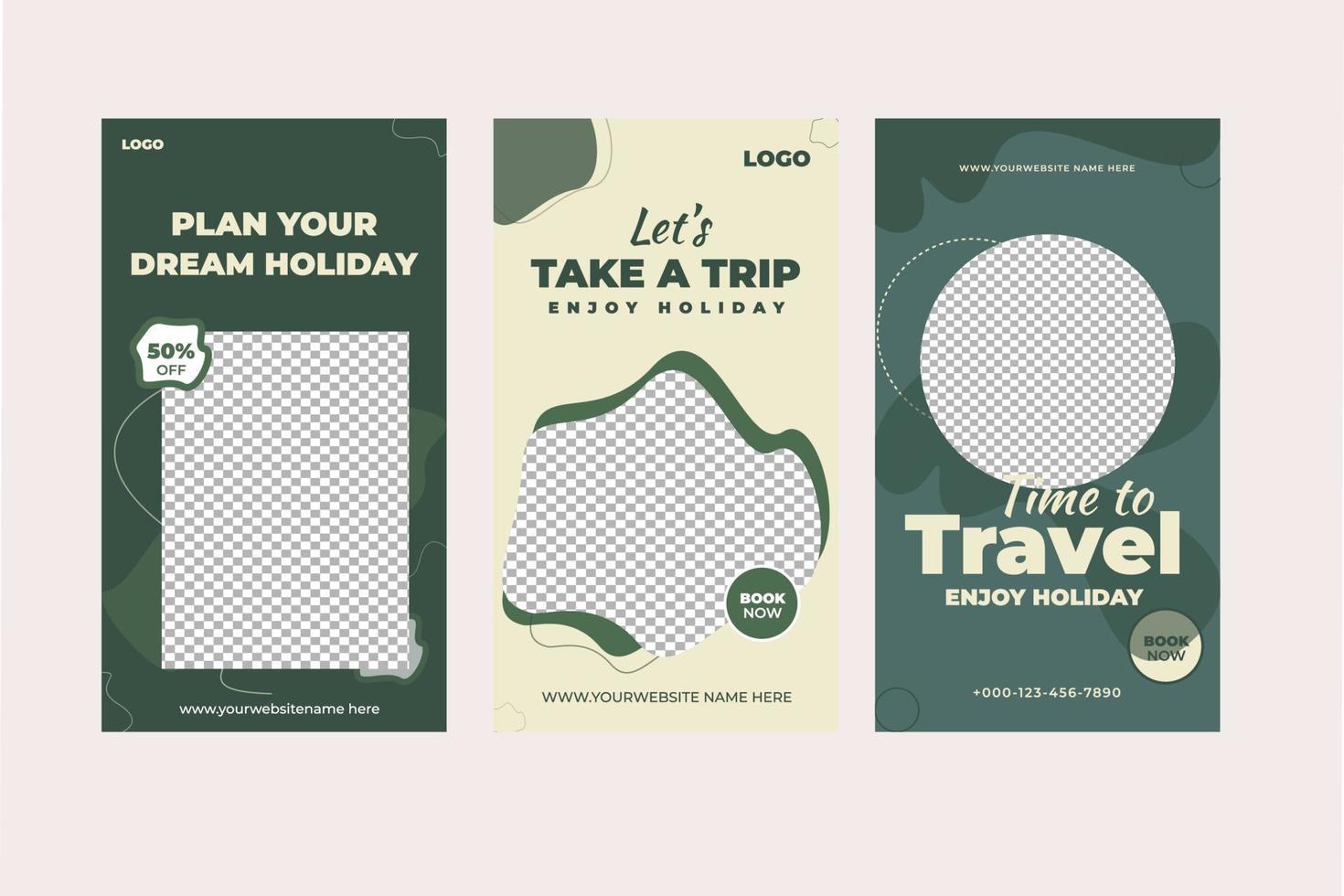 Retro style Travel Social Media Stories vector