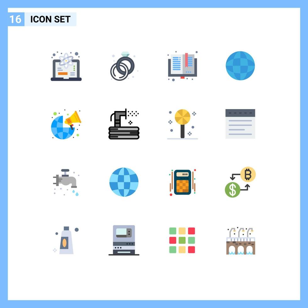 Group of 16 Modern Flat Colors Set for broadcast global books earth biology Editable Pack of Creative Vector Design Elements