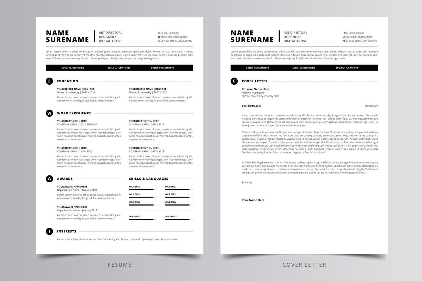 Professional Modern Resume Template. Free Download vector