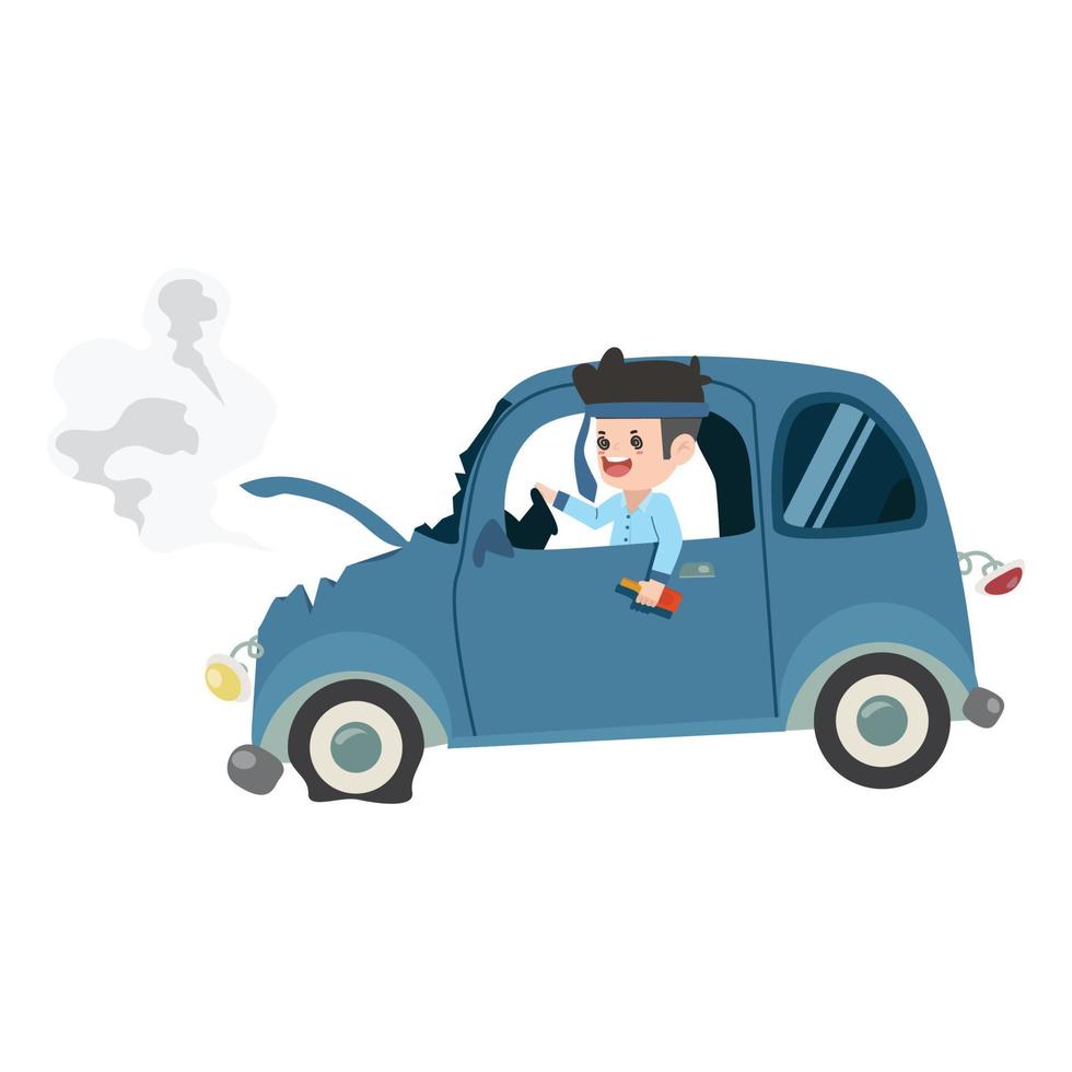 Businessman Drunk driver with bottle of alcohol vector