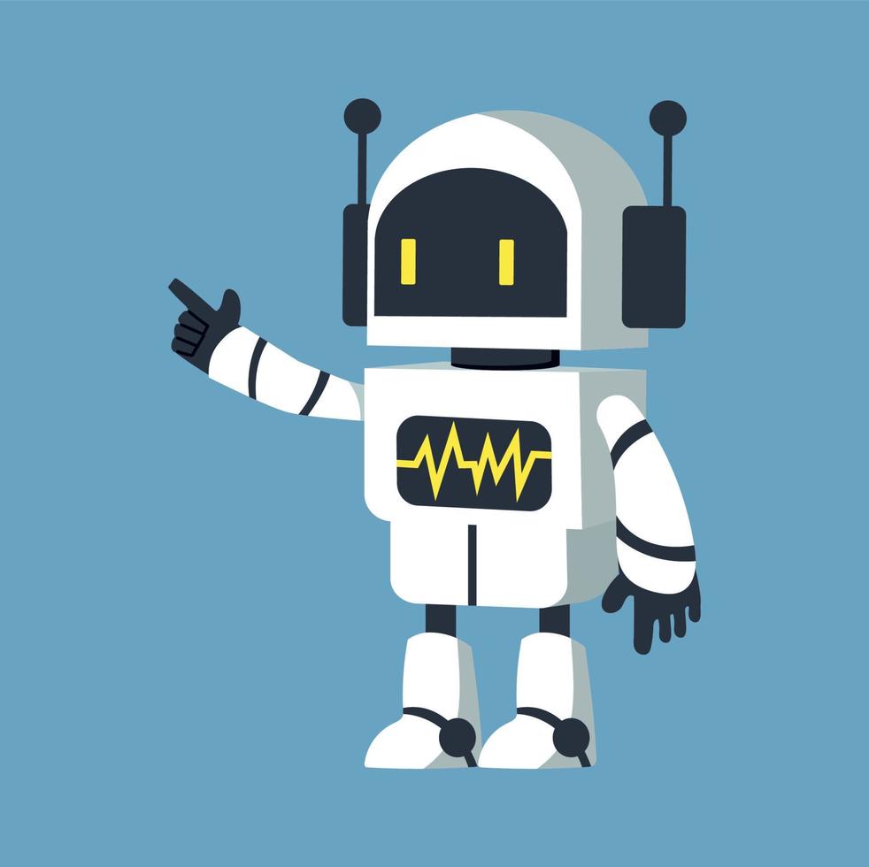 Cute white robot technology character vector