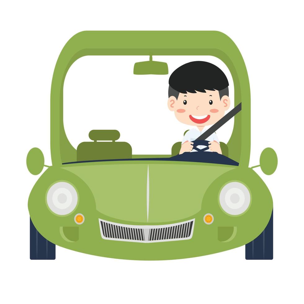Man Riding Car  Front View vector