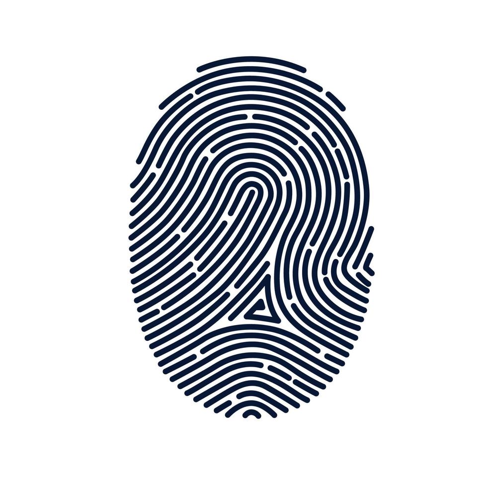 black and white fingerprint logo vector